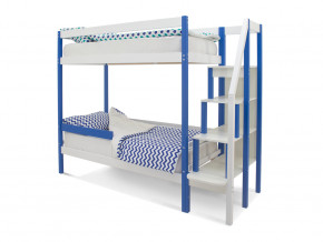 Двухъярусная кровать Svogen с бортиком синий-белый в Копейске - kopejsk.magazinmebel.ru | фото