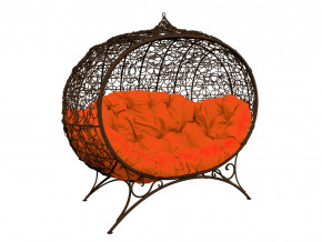 Кокон Улей на ножках с ротангом оранжевая подушка в Копейске - kopejsk.magazinmebel.ru | фото