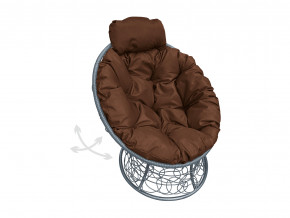 Кресло Папасан мини пружинка с ротангом коричневая подушка в Копейске - kopejsk.magazinmebel.ru | фото
