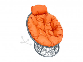 Кресло Папасан мини пружинка с ротангом оранжевая подушка в Копейске - kopejsk.magazinmebel.ru | фото