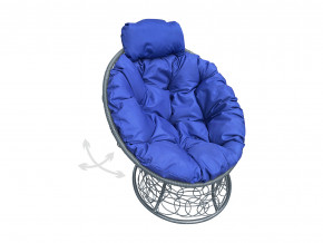 Кресло Папасан мини пружинка с ротангом синяя подушка в Копейске - kopejsk.magazinmebel.ru | фото