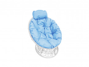Кресло Папасан мини с ротангом голубая подушка в Копейске - kopejsk.magazinmebel.ru | фото