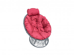 Кресло Папасан мини с ротангом красная подушка в Копейске - kopejsk.magazinmebel.ru | фото - изображение 1