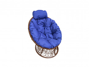 Кресло Папасан мини с ротангом синяя подушка в Копейске - kopejsk.magazinmebel.ru | фото