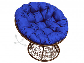 Кресло Папасан пружинка с ротангом синяя подушка в Копейске - kopejsk.magazinmebel.ru | фото