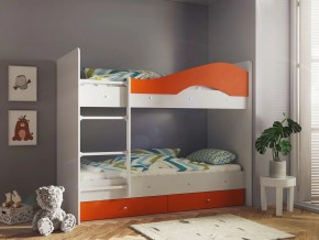 Кровать 2-х ярусная Мая с ящиками на латофлексах белый-оранж в Копейске - kopejsk.magazinmebel.ru | фото - изображение 1