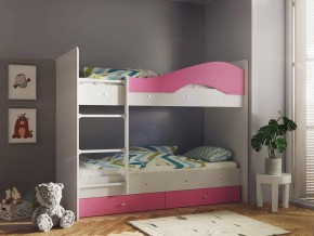 Кровать 2-х ярусная Мая с ящиками на латофлексах белый-розовый в Копейске - kopejsk.magazinmebel.ru | фото - изображение 1