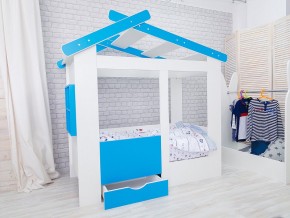 Кровать детская Теремок с ящиком лазурь в Копейске - kopejsk.magazinmebel.ru | фото