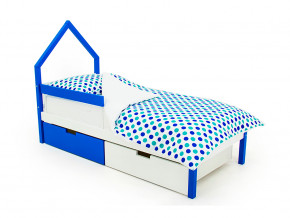 Кровать-домик мини Svogen с ящиками и бортиком сине-белый в Копейске - kopejsk.magazinmebel.ru | фото - изображение 1