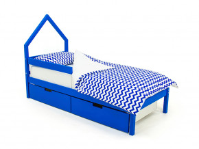 Кровать-домик мини Svogen с ящиками и бортиком синий в Копейске - kopejsk.magazinmebel.ru | фото