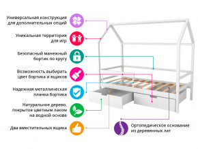 Кровать-домик Svogen с фото с ящиками и бортиком мятный/динозаврики в Копейске - kopejsk.magazinmebel.ru | фото - изображение 2