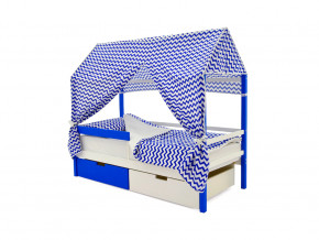 Кровать-домик Svogen с ящиками и бортиком сине-белый в Копейске - kopejsk.magazinmebel.ru | фото - изображение 4