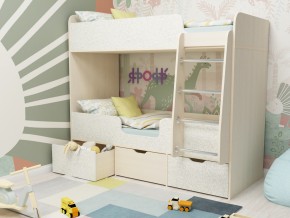 Кровать двухъярусная Малыш двойняшка дуб молочный-феритейл в Копейске - kopejsk.magazinmebel.ru | фото - изображение 1