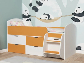 Кровать Малыш-7 белое дерево-оранжевый в Копейске - kopejsk.magazinmebel.ru | фото