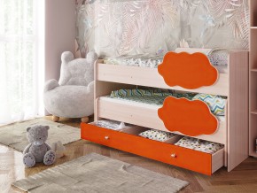 Кровать Соник с ящиком млечный дуб-оранж в Копейске - kopejsk.magazinmebel.ru | фото
