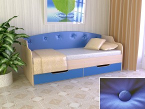 Кровать Юниор Тип 2 дуб молочный/синий 800х1600 в Копейске - kopejsk.magazinmebel.ru | фото