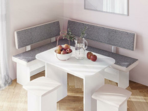 Кухонный уголок Парма Белый, ткань серая в Копейске - kopejsk.magazinmebel.ru | фото - изображение 3