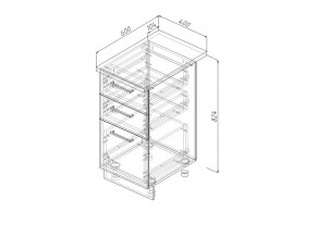 Н3Я 40 Модуль нижний Без Столешницы 3 ящика МН3Я 40 в Копейске - kopejsk.magazinmebel.ru | фото