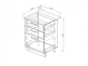 Н3Я 60 Модуль нижний Без Столешницы 3 ящика МН3Я 60 в Копейске - kopejsk.magazinmebel.ru | фото