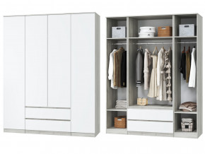 Шкаф для одежды четырехдверный Лори дуб серый, белый в Копейске - kopejsk.magazinmebel.ru | фото