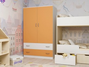 Шкаф двухстворчатый белый-оранж в Копейске - kopejsk.magazinmebel.ru | фото