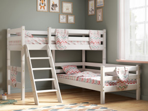 Угловая кровать Соня Вариант 8 с наклонной лестницей белая в Копейске - kopejsk.magazinmebel.ru | фото